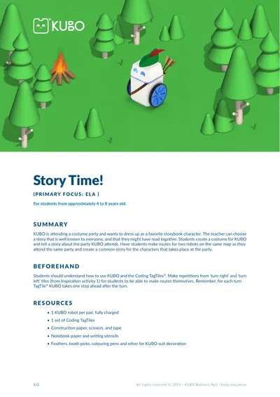 First page of the Story Time! (primary focus: ELA) PDF